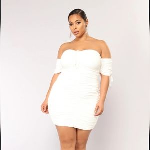 White Ruched Dress